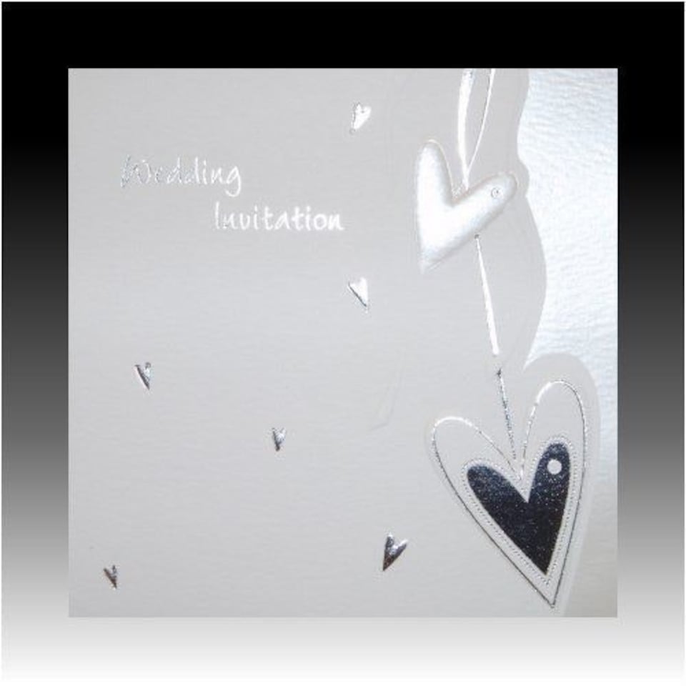 image 1 of Pack of 5 Luxury White Wedding Invitations with Hearts & Pearlised Edge