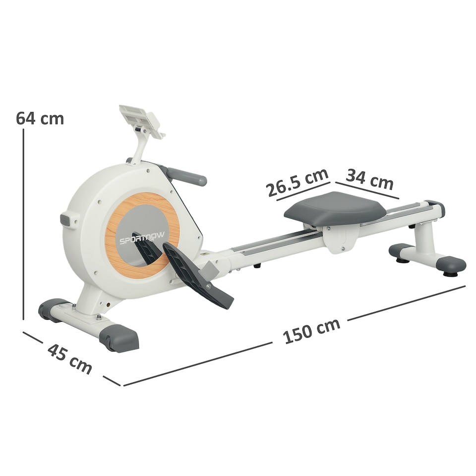 image 1 of SPORTNOW 16-Level Magnetic Rowing Machine with LCD Monitor, Black