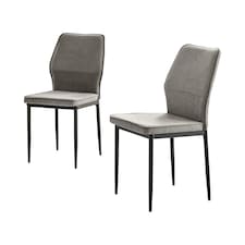 Furniturebox Riya 2x Taupe Fabric Black Legs Dining Chair