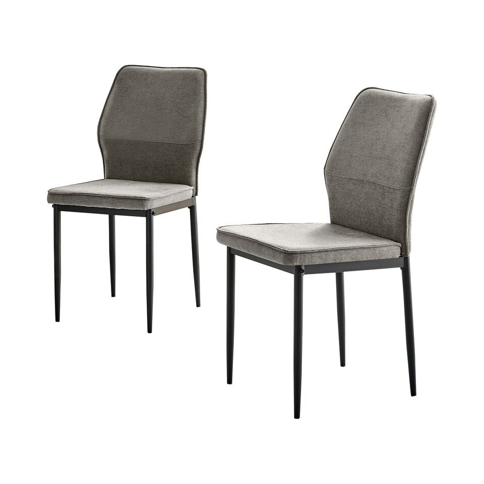 image 1 of Furniturebox Riya 2x Taupe Fabric Black Legs Dining Chair