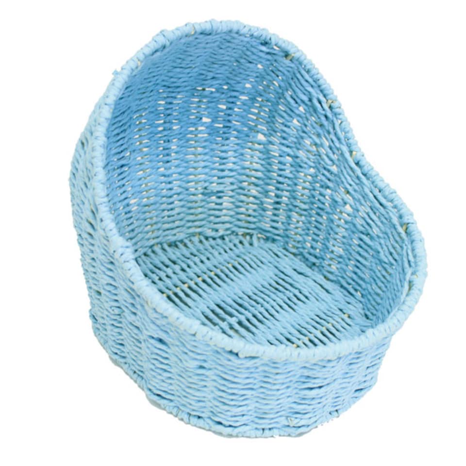 image 1 of Baby Boy Gift Hamper Kit - Blue Bassinet Basket (25cm) with Cream Gift Wrap Accessories