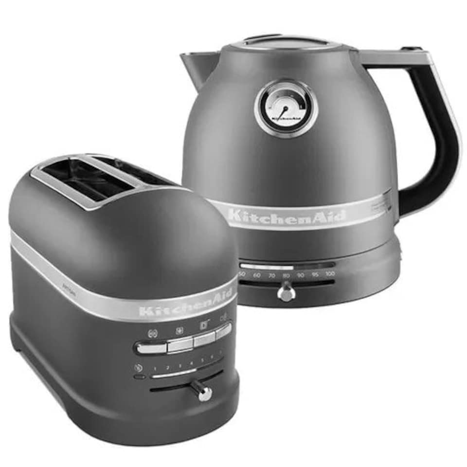 image 1 of KitchenAid Artisan Matt Imperial Grey 2 Slot Toaster and Kettle Set