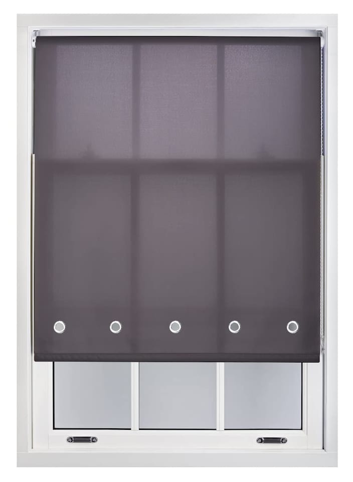 image 1 of FURNISHED Daylight Roller Blind Made to Measure with Chome Round Eyelets | Grey | Dark Grey | (W) 210cm x (L) 210cm