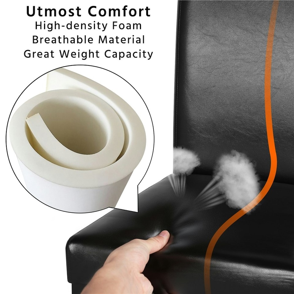 image 1 of Yaheetech Set of 4 Faux Leather Dining Chairs with Rubberwood Legs