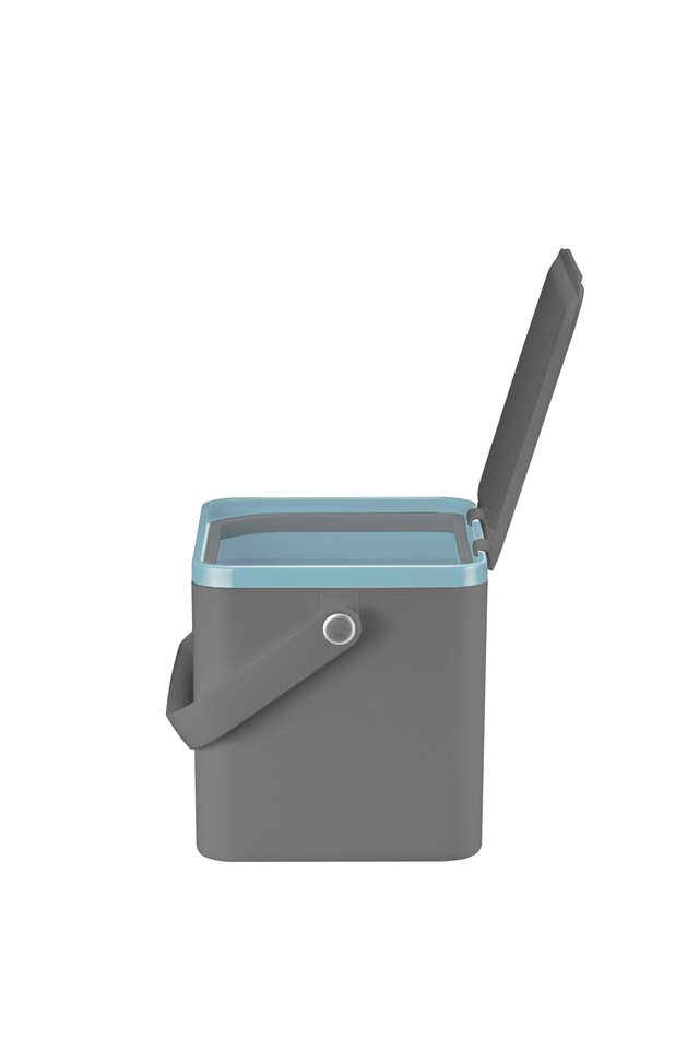 image 1 of EKO Food Waste Compost Bin, Kitchen Countertop Food Waste Caddy,Compost Bin with Lid, Grey, 4 Litre