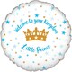 image 1 of Oaktree Welcome Little Prince Holographic Stars Foil Balloon - Blue/White/Gold - One Size