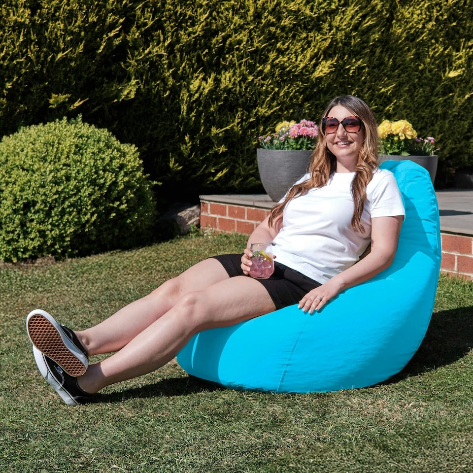 image 1 of icon Recliner Indoor Outdoor Bean Bag Aqua Blue Bean Bag Chair Blue