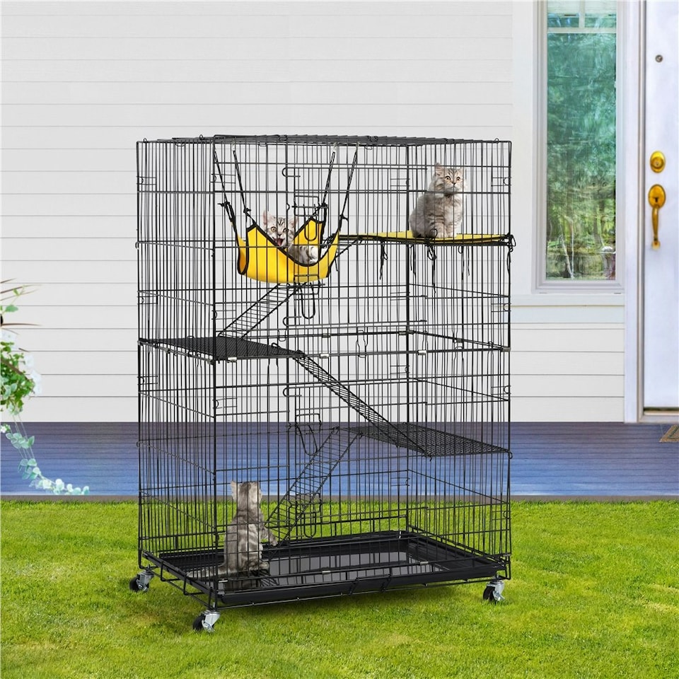 image 1 of Yaheetech 123 cm Tall Rolling Cat Cage on Wheels