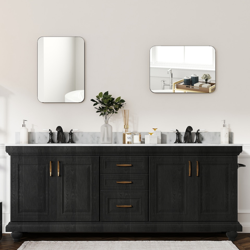 image 1 of HOMCOM Rectangle Bathroom Mirror, 50  70cm Metal Framed Wall Mirror, Decorative Mirror for Bedroom, Living Room, Entryway, Black