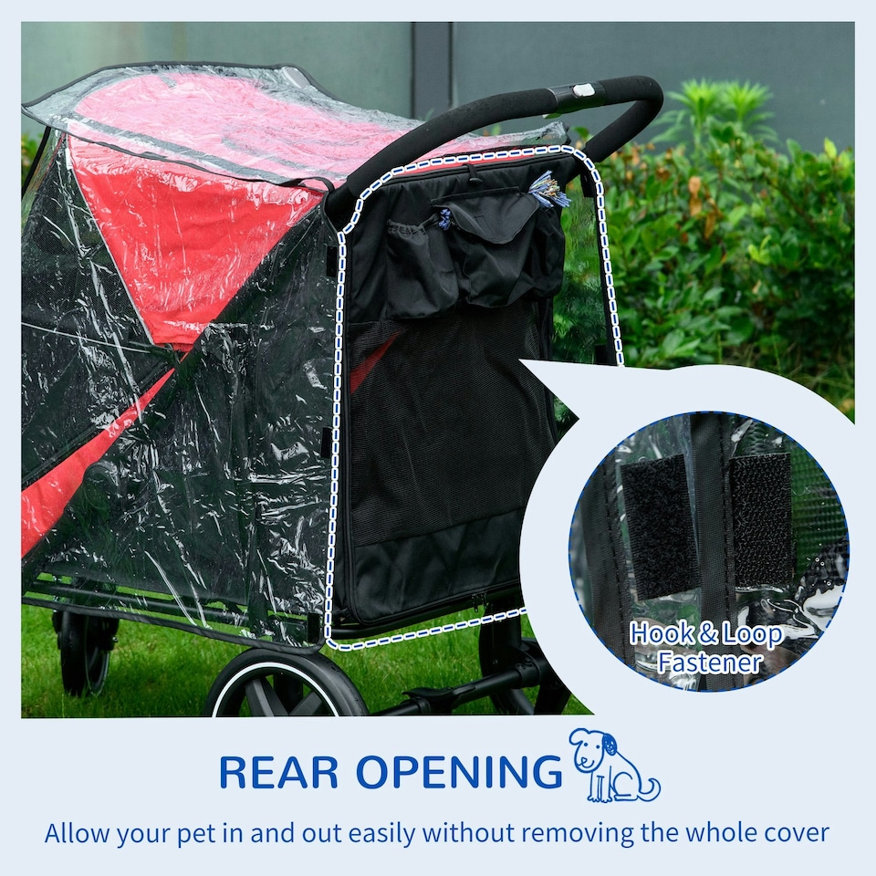 image 1 of PawHut Dog Stroller Rain Cover, Cover for Dog Pram Buggy for, Large, Medium Dogs