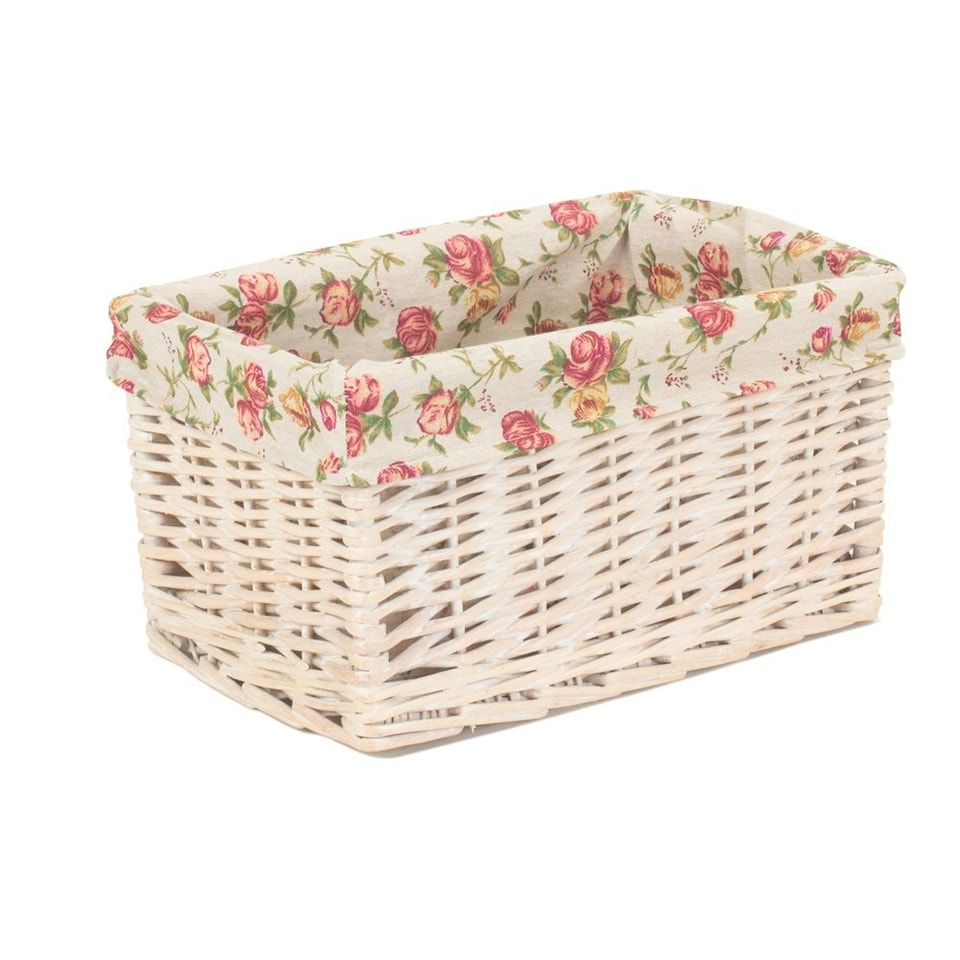 image 1 of Extra Large Antique Wash Garden Rose Lined Storage Basket | Multi | Garden Rose