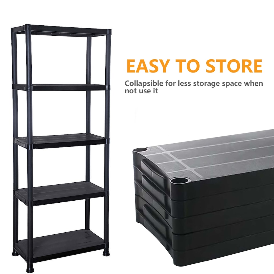 image 1 of 5 Tier Plastic Racking Shelf Heavy Duty Garage Shelving Storage Unit Organiser