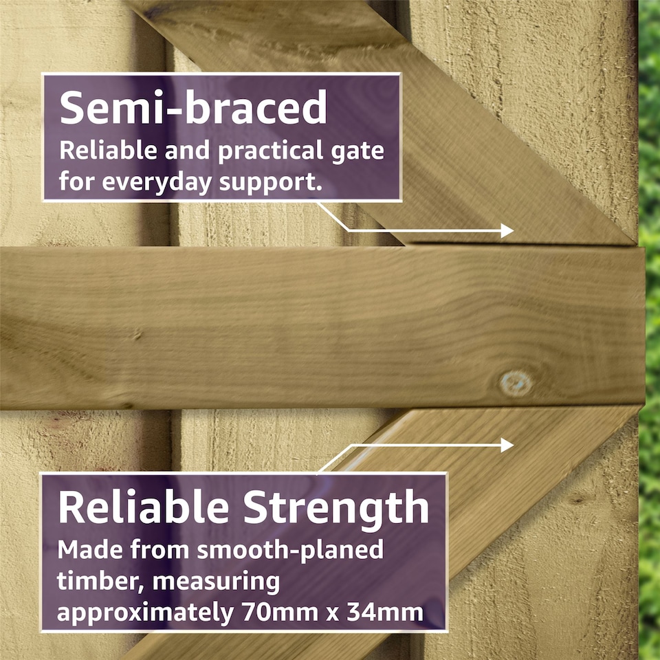 image 1 of Arch Top Wooden Garden Gate 6ft x 4.5ft Feather Edge Semi-Braced Treated Door
