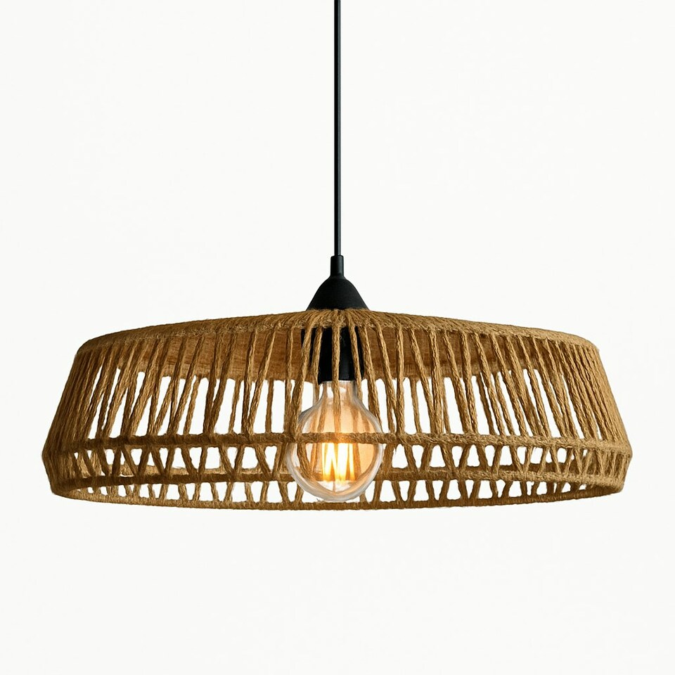 image 1 of CGC Large 50cm Natural String Round Woven Easy Fit Lampshade Brown