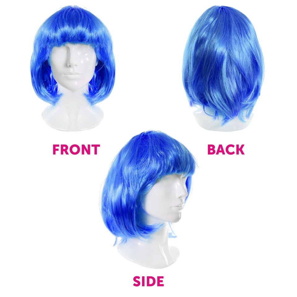 image 1 of Adult Blue Bob Wig – Colourful Fancy Dress Hairpiece for Costumes & Parties Blue | One Size