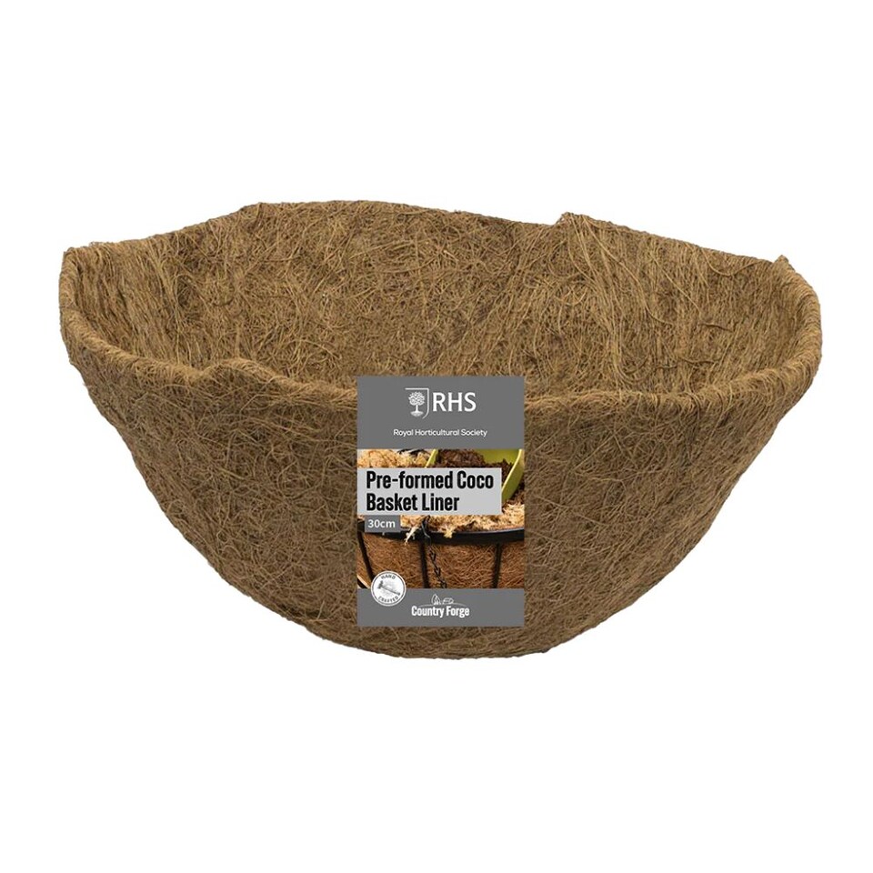 image 1 of Country Forge Pre formed Coco Hanging Basket Liner 12in 30cm | Brown