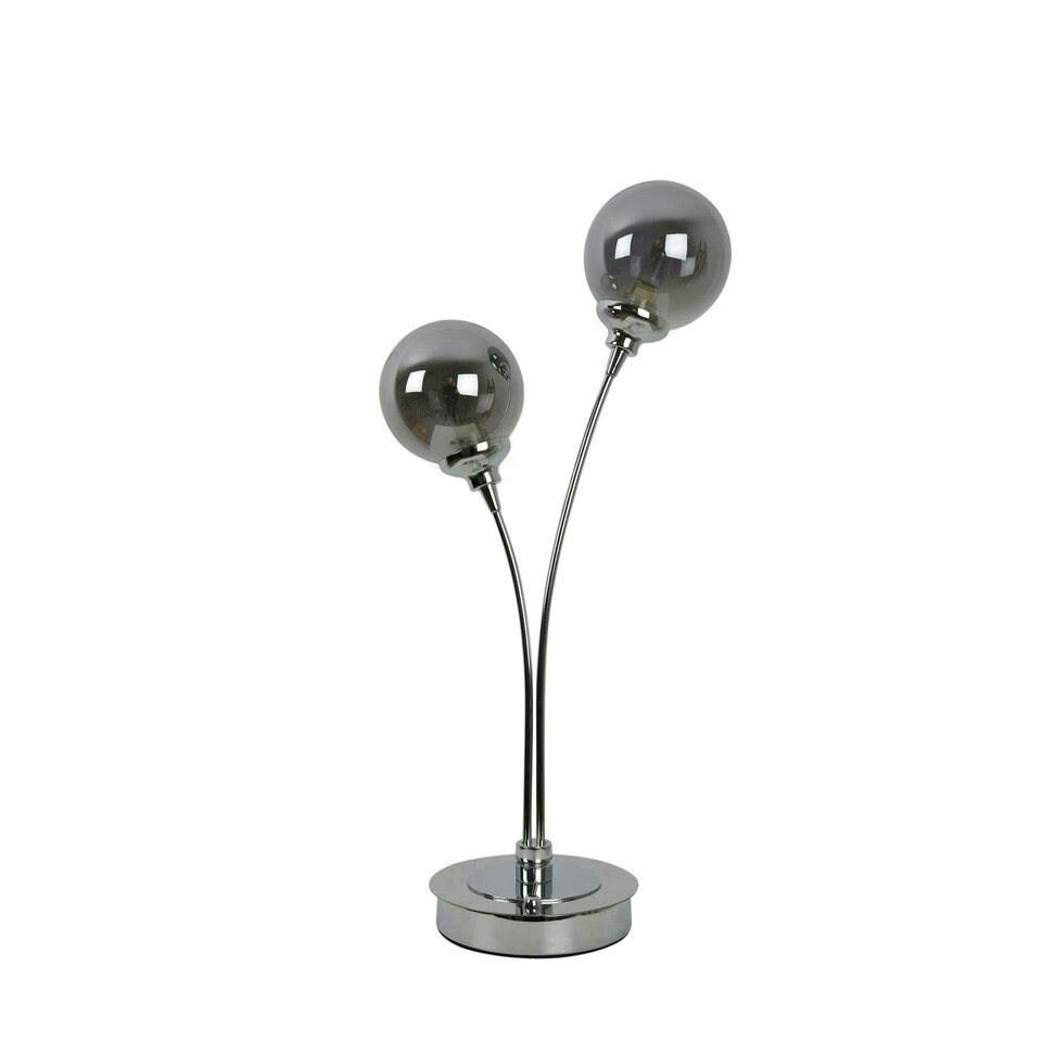 image 1 of Bungo 2 Light Polished Chrome & Smoked Glass Table Lamp
