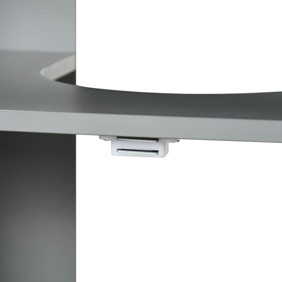 image 1 of kleankin Bathroom Pedestal Under Sink Cabinet with Storage Shelves, Door, Grey Grey | Grey