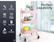 image 4 of Levede 3 Tiers Kitchen Trolley Cart | Pink | Pink