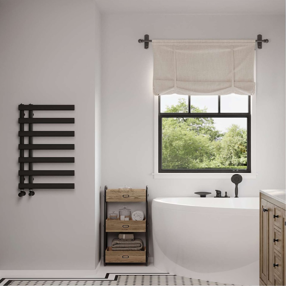 image 1 of Elyan Heated Towel Bathroom Radiator - Black - (H) 766mm x (W) 500mm