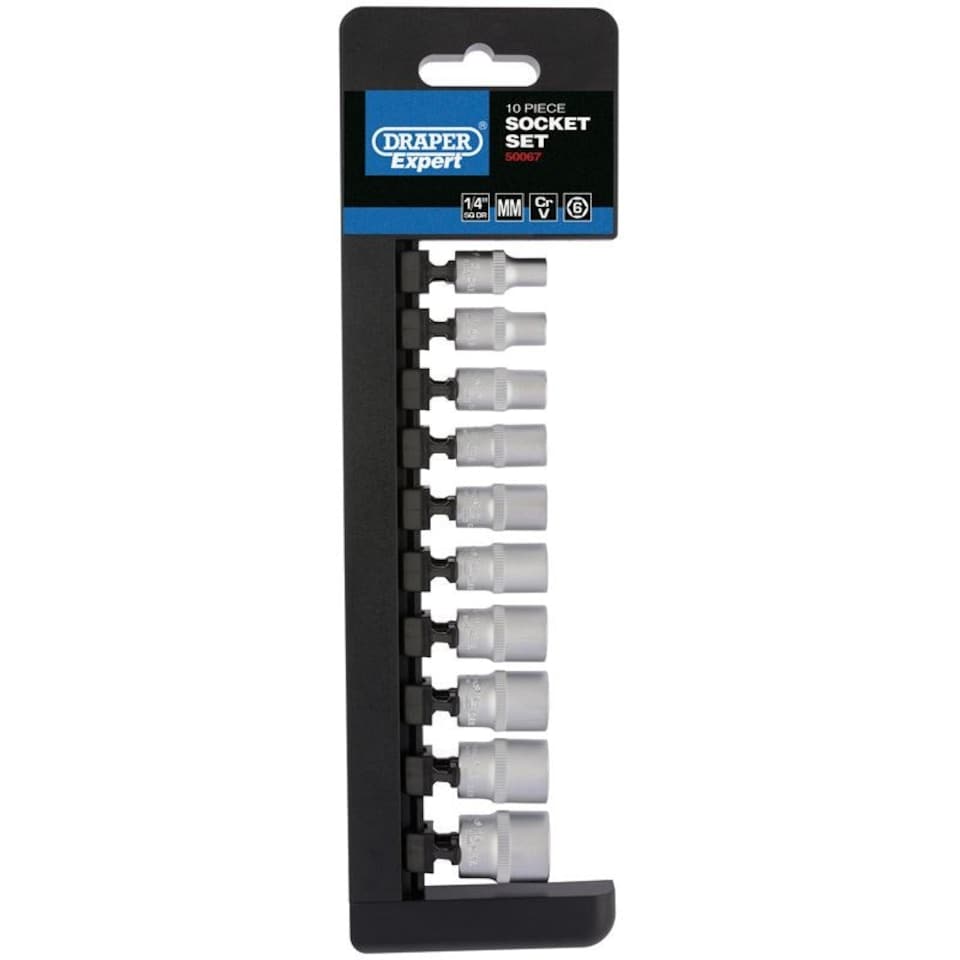 1/4" 6Pt 10Pc Socket Rail Set - 50067