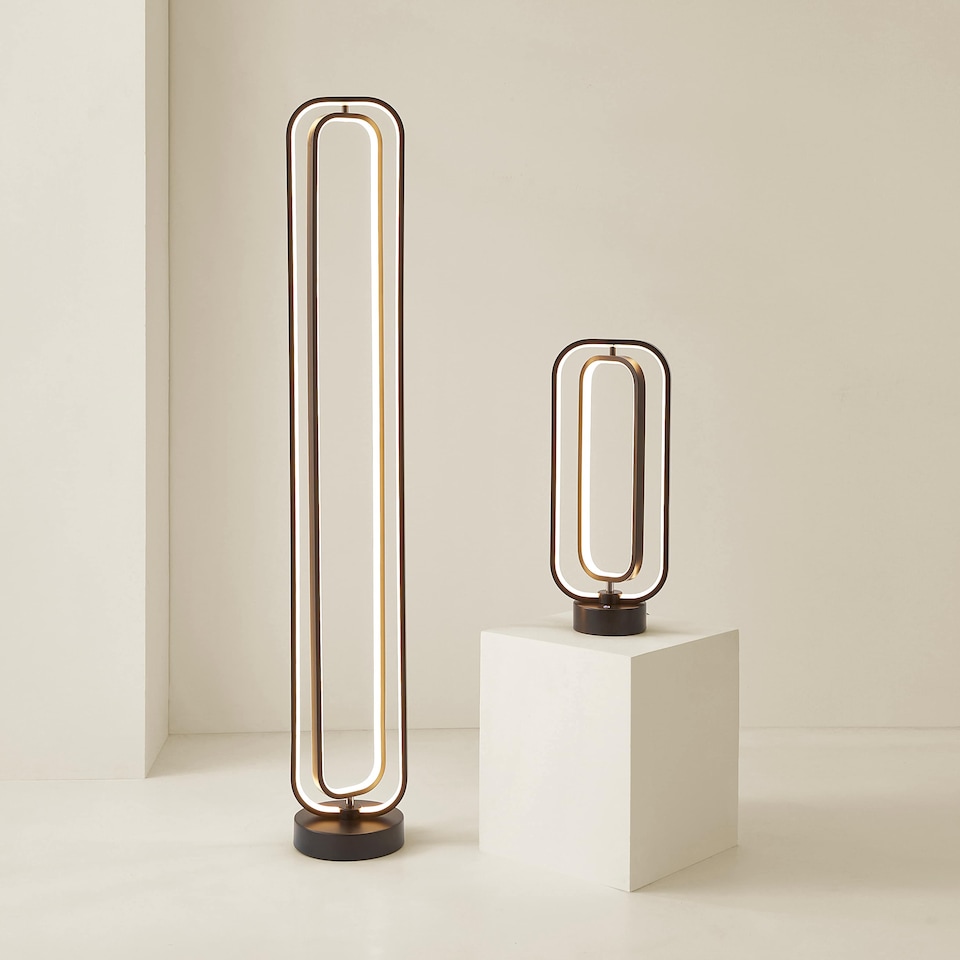 image 1 of ValueLights Infinity Matte Black Revolving Integrated LED Floor Lamp | Black