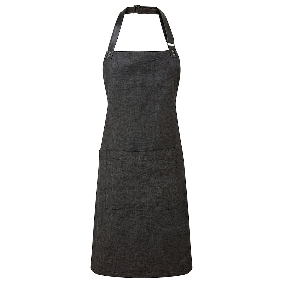 image 1 of Premier Unisex Adult Annex Oxford Faux Leather Bibbed Full Apron - Black - One Size | Black