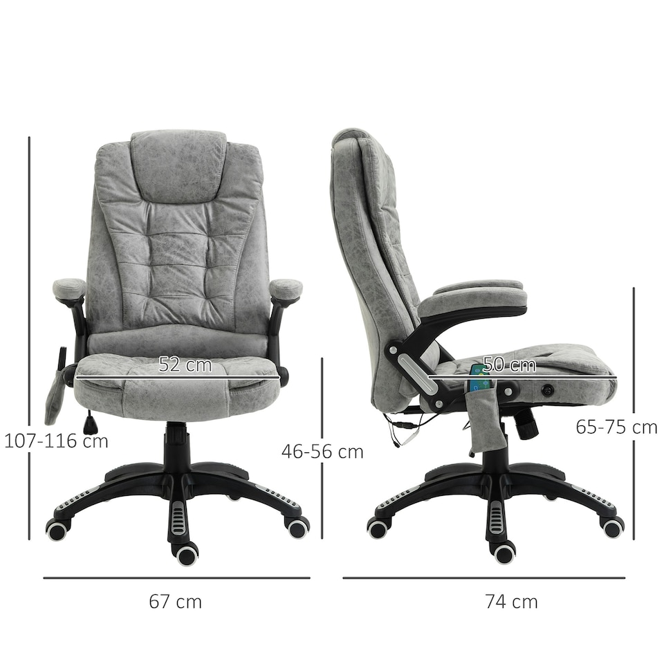 image 1 of Vinsetto Office Chair w/ Heating Massage Points and Lumbar Support Grey