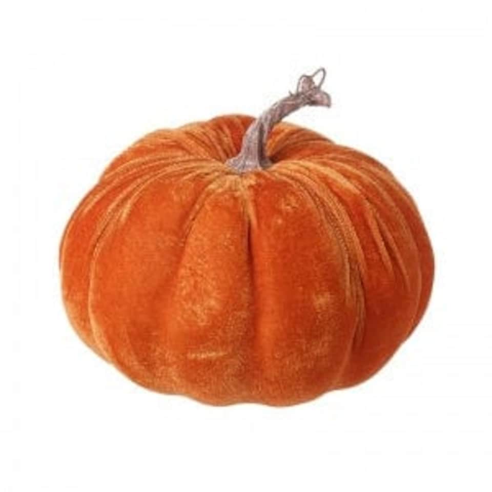 Heaven Sends Halloween Burnt Orange Velvet Pumpkin Decoration