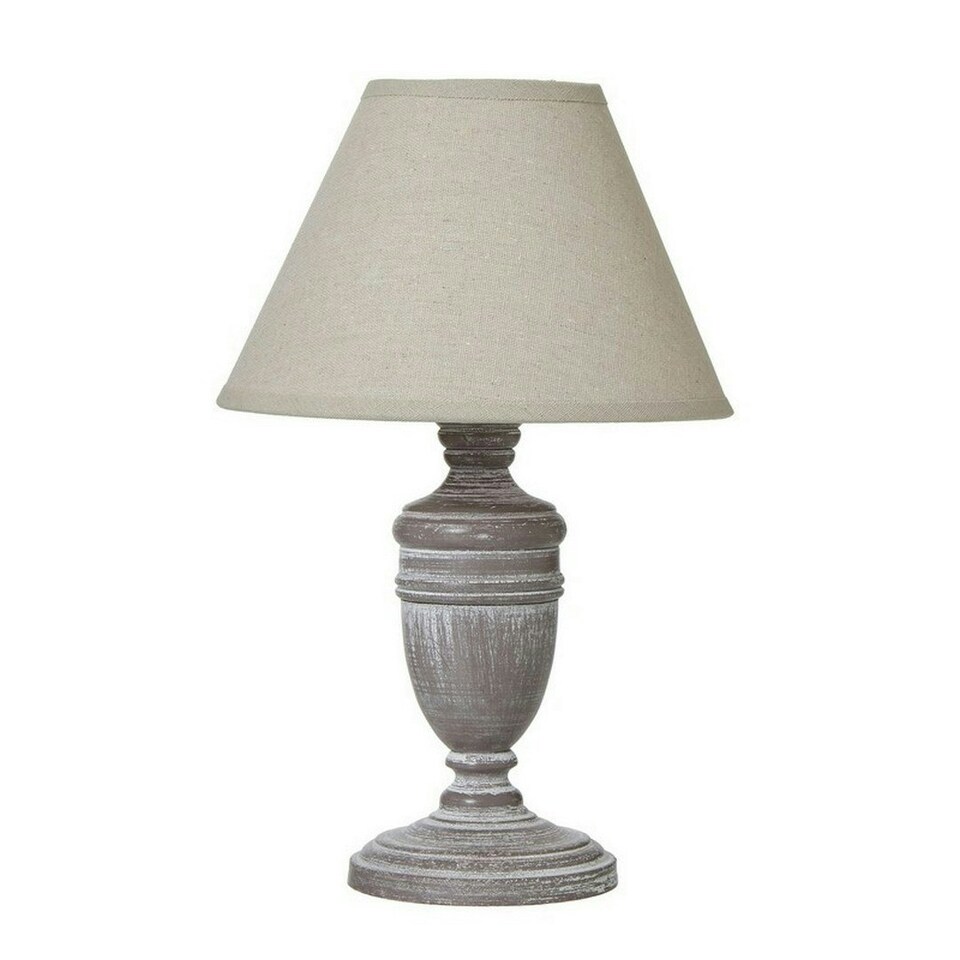 image 1 of Metis Urn Table Lamp with Linen Shade - Wood - L12 x W12 x H26 cm - White White