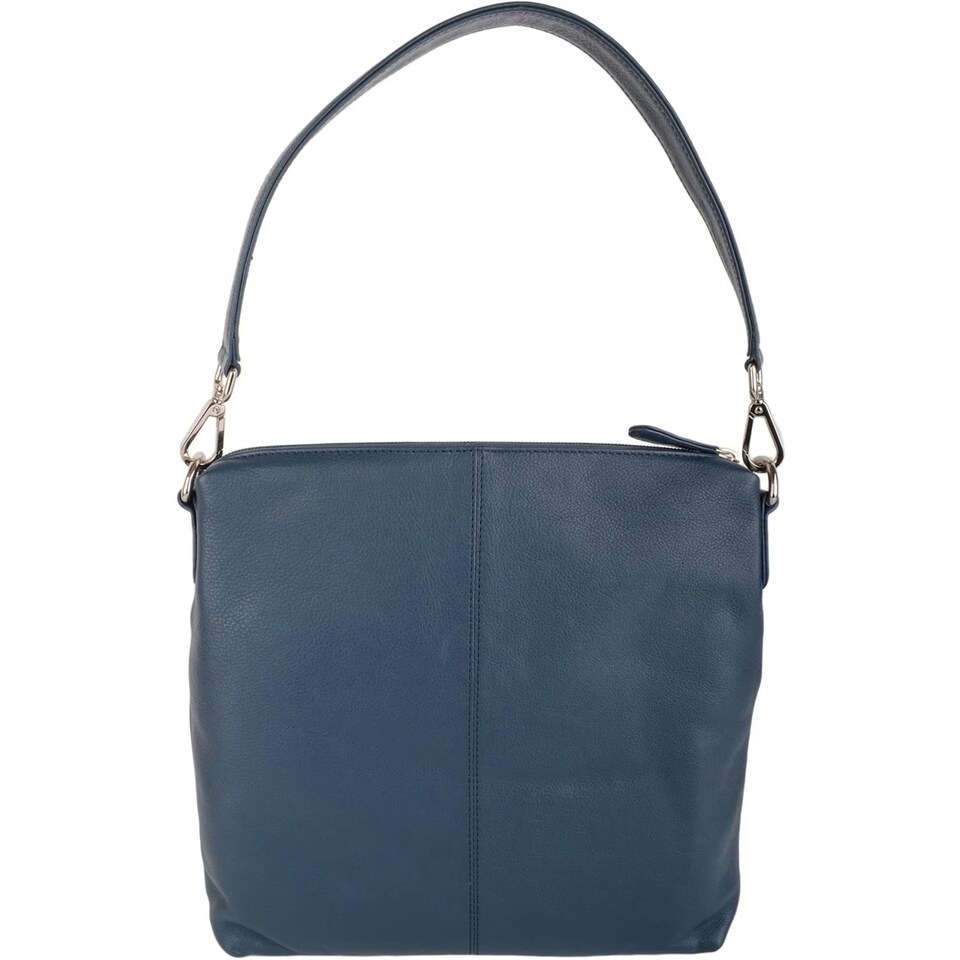 image 1 of Soft Leather Ruched Detail Detachable Strap Cross Body Shoulder Bag Blue | Petrol