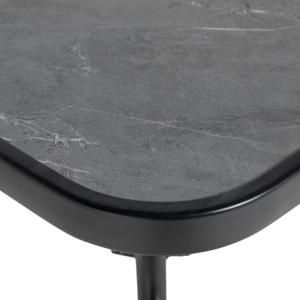 image 1 of Outsunny Faux-marbled Patio Table with Umbrella Hole Steel Frame for Balcony