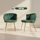 image 5 of HOMCOM Velvet-Feel Dining Chairs Set of 2, Modern Upholstered Kitchen Chairs with Woven Backrest and Armrests, Metal Legs and Padded Seat for Dining Room, Bedroom, Living Room, Dark Green | Green