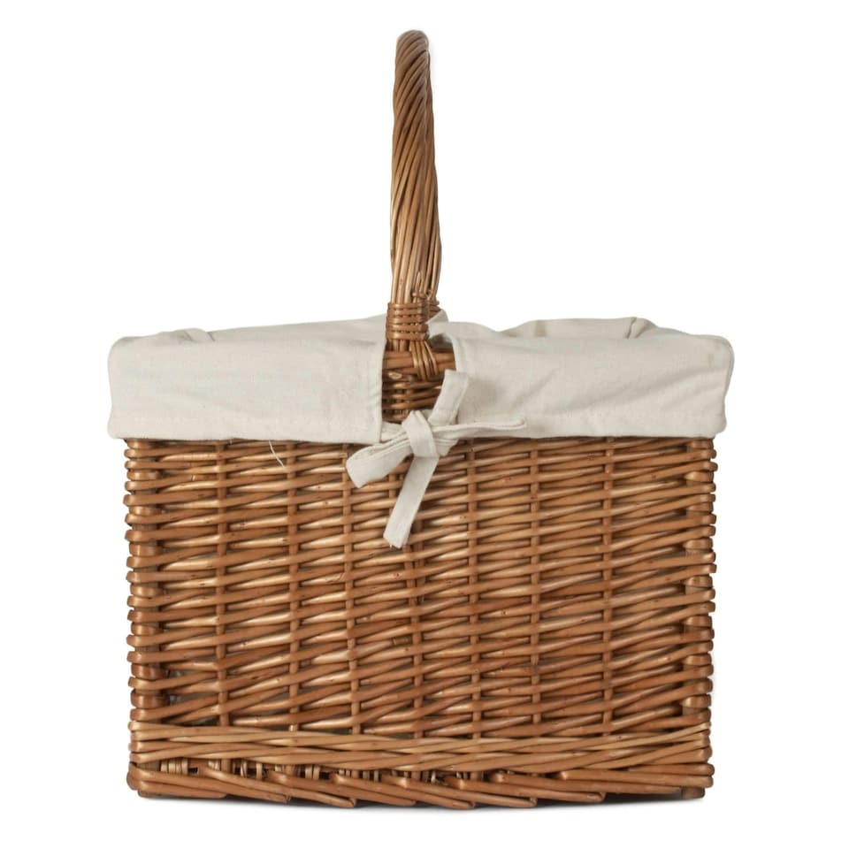 image 1 of Deluxe Butchers White Lined Wicker Basket | White | White