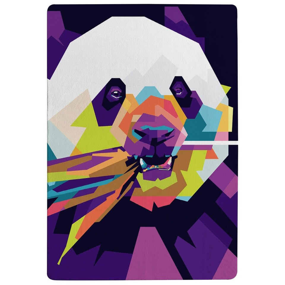 image 1 of Colorful pop art of Panda (Rug) Purple | M