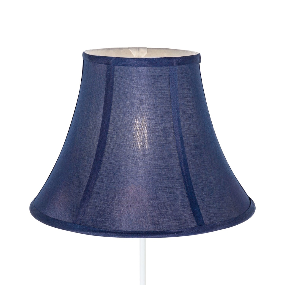 image 1 of Traditional Empire Shaped 12 Inch Lamp Shade in Rich Silky Navy Cotton Fabric | Blue | 12"