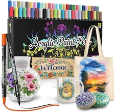 Desire Deluxe Acrylic Paint Pens for Rock Painting, Stone, Ceramic, Glass, Wood, Canvas Set of 52 Non Toxic Water Based Markers Great Artists Painting Supplies