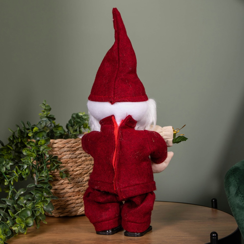 image 1 of 35cm Battery Operated Musical Walking Christmas Gonk Decoration in Red