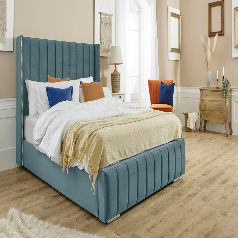 Hemmel Plush Single Bed Frame - Duck Egg