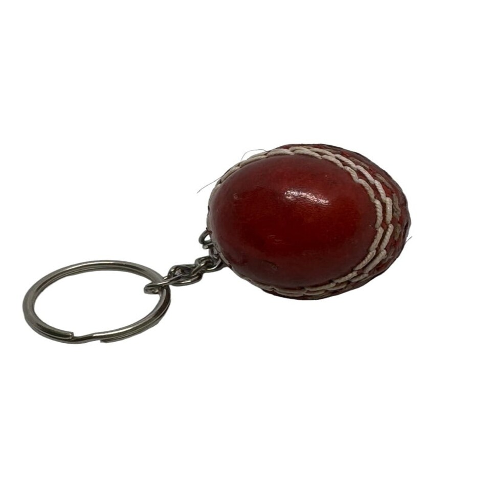 image 1 of CRICKET-GIFTS - Mini Cricket Ball Keyring | Real Leather | 4cm Diameter | Cricket Themed for Men | Handmade in UK | Ideal for Cricket Fans, Red, Leather Red