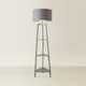 image 4 of ValueLights Hiru Grey 3 Tier Shelf Floor Lamp Grey Chrome Shade | Grey