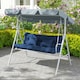 image 6 of Outsunny Outdoor Seat Cushions Back Cushion with 2 Pillows, Seat Pads | Blue | Dark Blue | Seat cushion: 150x50x10cm, Back cushion: 150x50x10cm, Pillow: 40x30x15cm