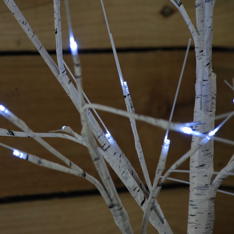 image 1 of 2.4m (8ft) Indoor Outdoor Christmas Lit Birch Tree with 136 Ice White LEDs