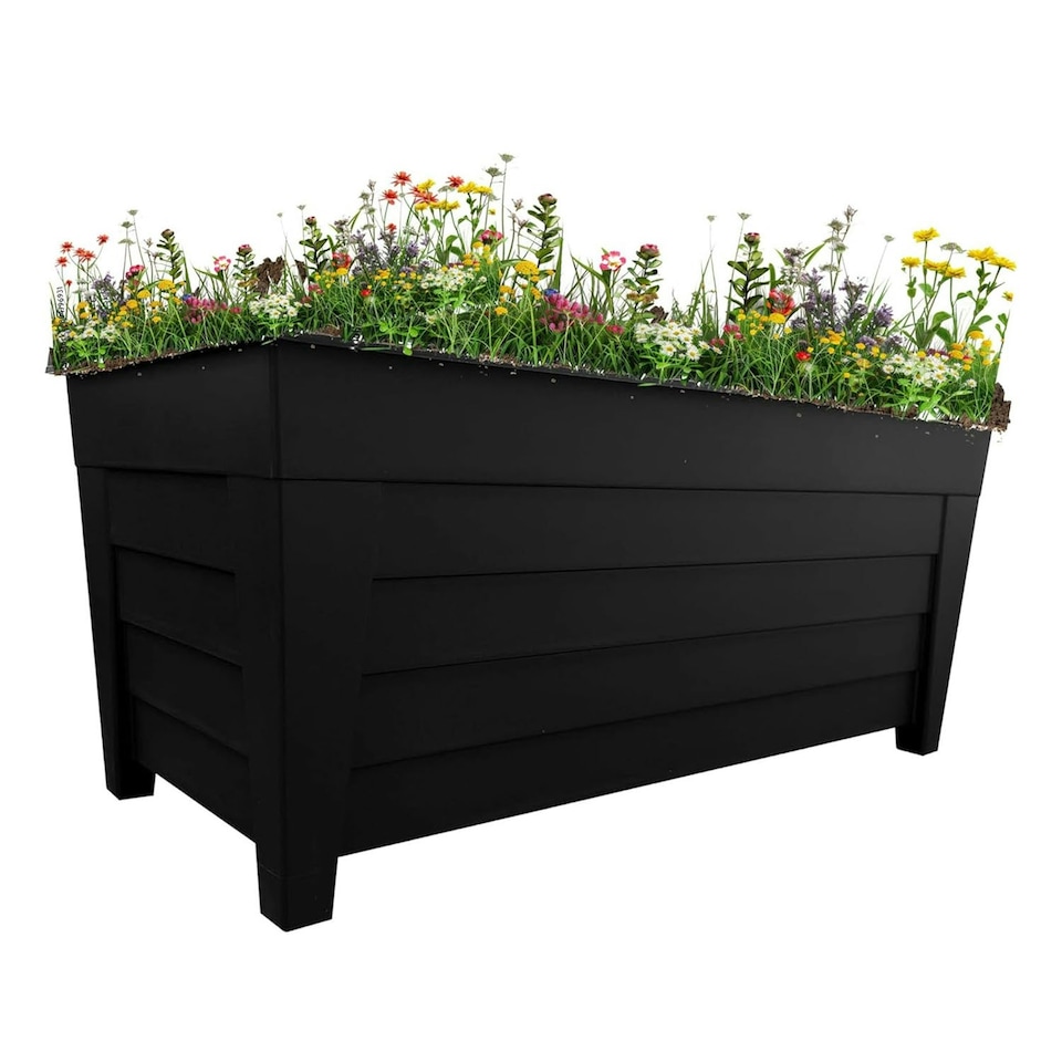 image 1 of Black 2 Grosvenor Troughs Flower Planters 55cm Long For Office, Home, Gardens, Decking & Patios Black