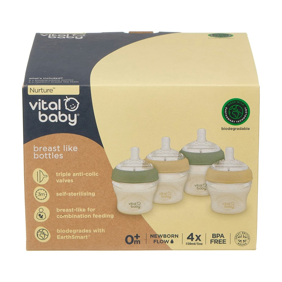 image 1 of Vital Baby Nurture breast like bottle 150ml 4pk Clear | One Size