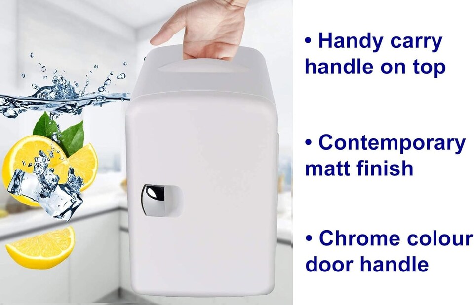 image 1 of Small Mini Fridge With UV Light Disinfection - 4 Litre / 6 can – Perfect for Skincare, Cosmetics, Food or Drink - Bedroom, Car or Games Room - Cools & Warms | White