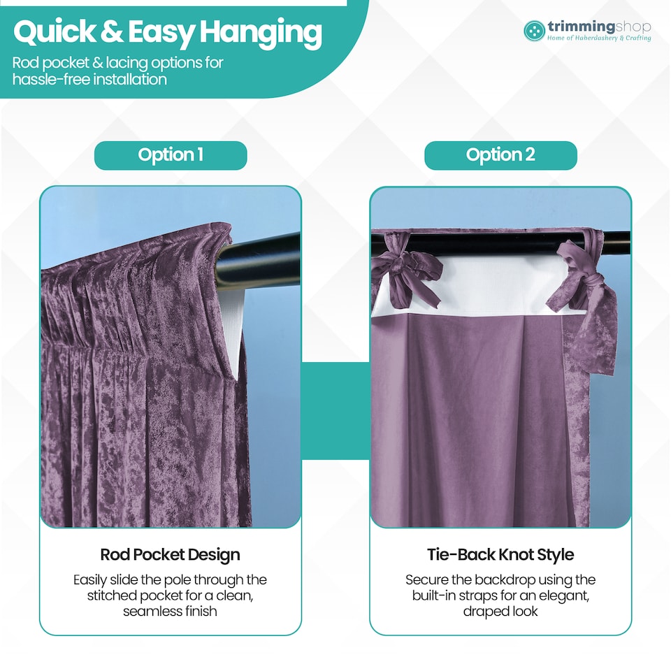 image 1 of 3x3m Crushed Velvet Backdrop, 8cm Rod Pocket Photography Background