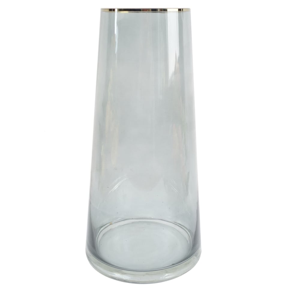 image 1 of Glass Vase Gold Rim Smoke Grey Glass Vase 28cm Botanik | Grey | 28
