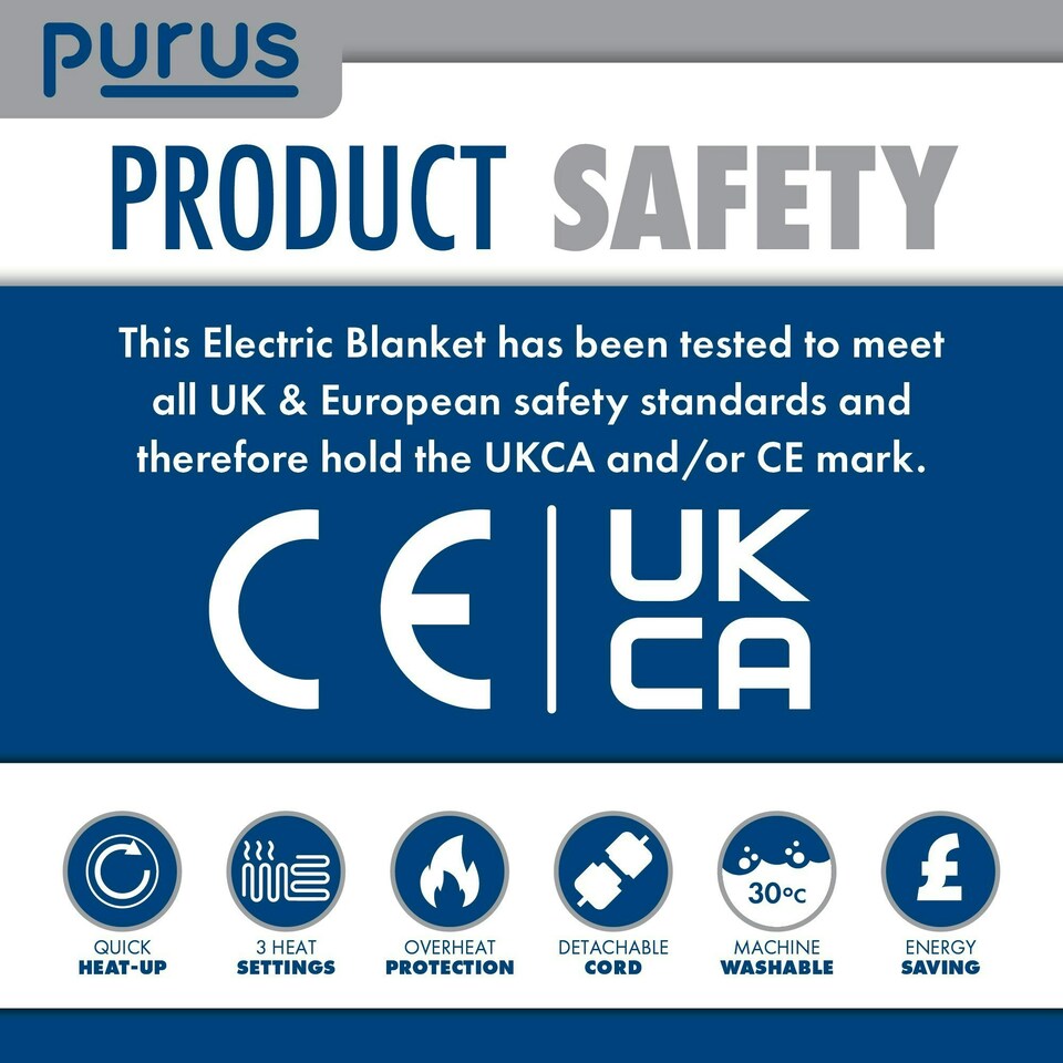 image 1 of Purus Double Electric Under Bed Blanket Fitted Ties