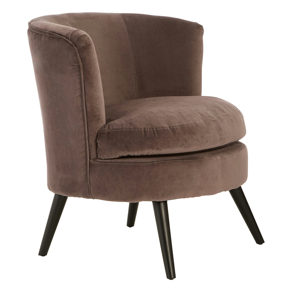 image 1 of Interiors By Premier Versatile Round Grey Plush Armchair, Velvet Upholstered Dining Chair, Contemporary Chair For Diningroom Brown